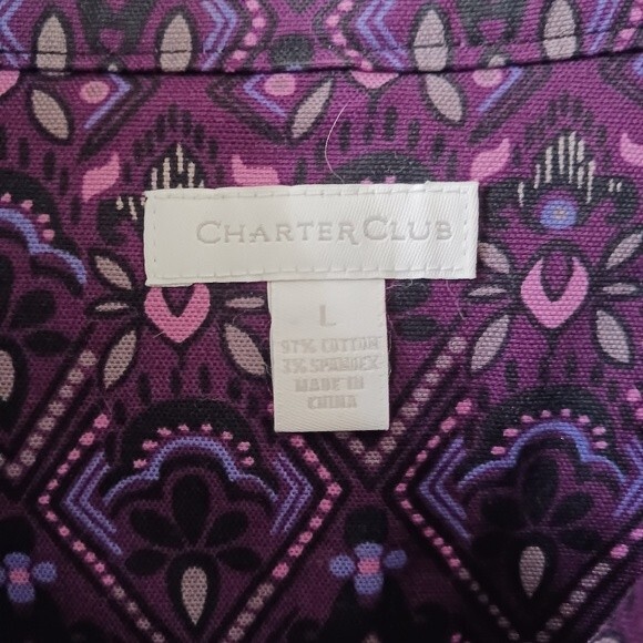 Charter Club Women's Jacket Multi Color Purple with pink. Large - Picture 6 of 11